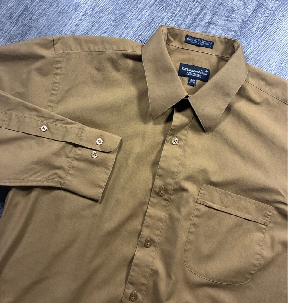 Kilburne and Finch Mens Shirt Size 15.5 32/33 Gold Long Sleeve Button Down